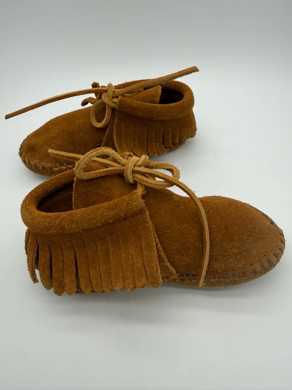 VTG 80s Minnetonka Moccasin Childrens Softsole Fringe Boots Size 7 Style 2482